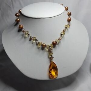 Mary Levesque Genuine Pearl and Crystal Necklace